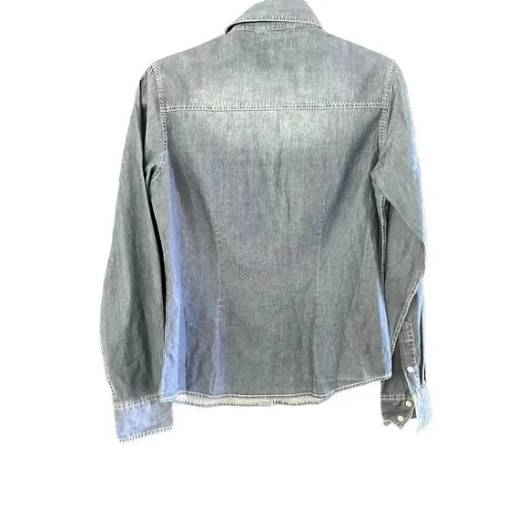 Panhandle Blue Button Down Embroidered Denim Jean Shirt Size Medium - Picture 6 of 9